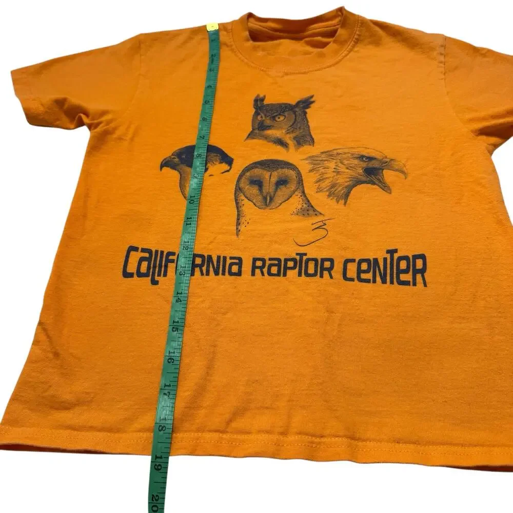 California Raptor Center Orange Short Sleeve Kids Tee Size Small Medium UC Davis